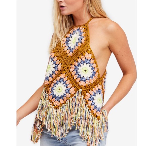 Free People Summer Of Love Crochet Knit Halter Top - Picture 9 of 9